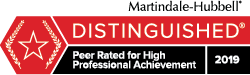 Martindale-Hubbell, Distinguished, Peer Rated for High Professional Achievement 2019